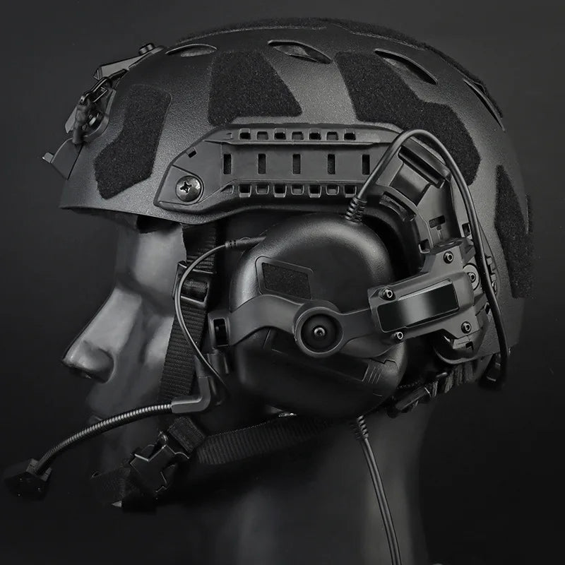 Tactical Airsoft Helmet Set with Noise-Canceling Headset Flashlight Goggles Metal NVG Bracket Paintball Protection Helmet Equip
