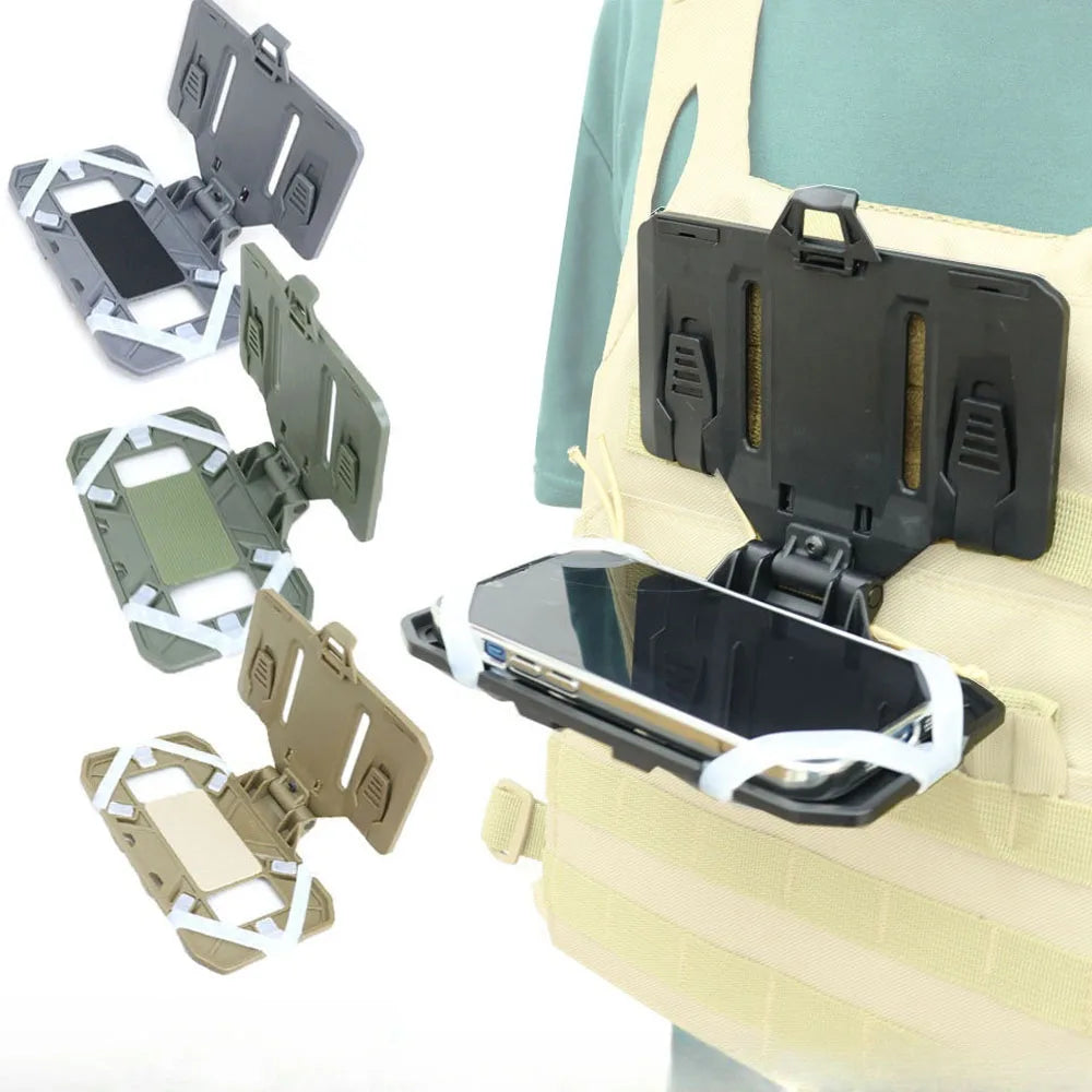 Tactical Vest Chest Phone Maps Navigation Holder Fit for MOLLE Plate Carrier Hunting Vest, Quick-Access Foldable Admin Panel