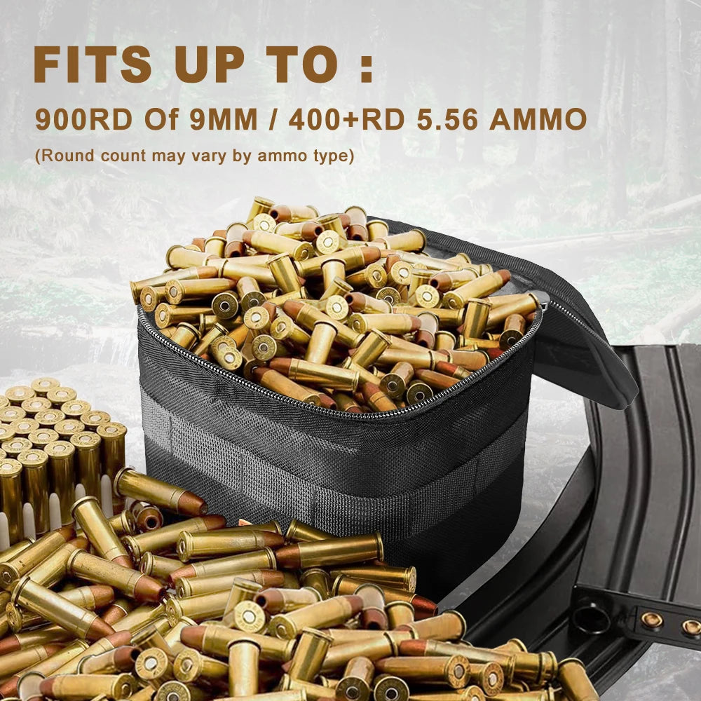 900D Tactical Ammo Bag Bullet Case Portable Ammunition Bag Ammo Storage Pouch Pistol Rifle Charger Holder for Shooting Range