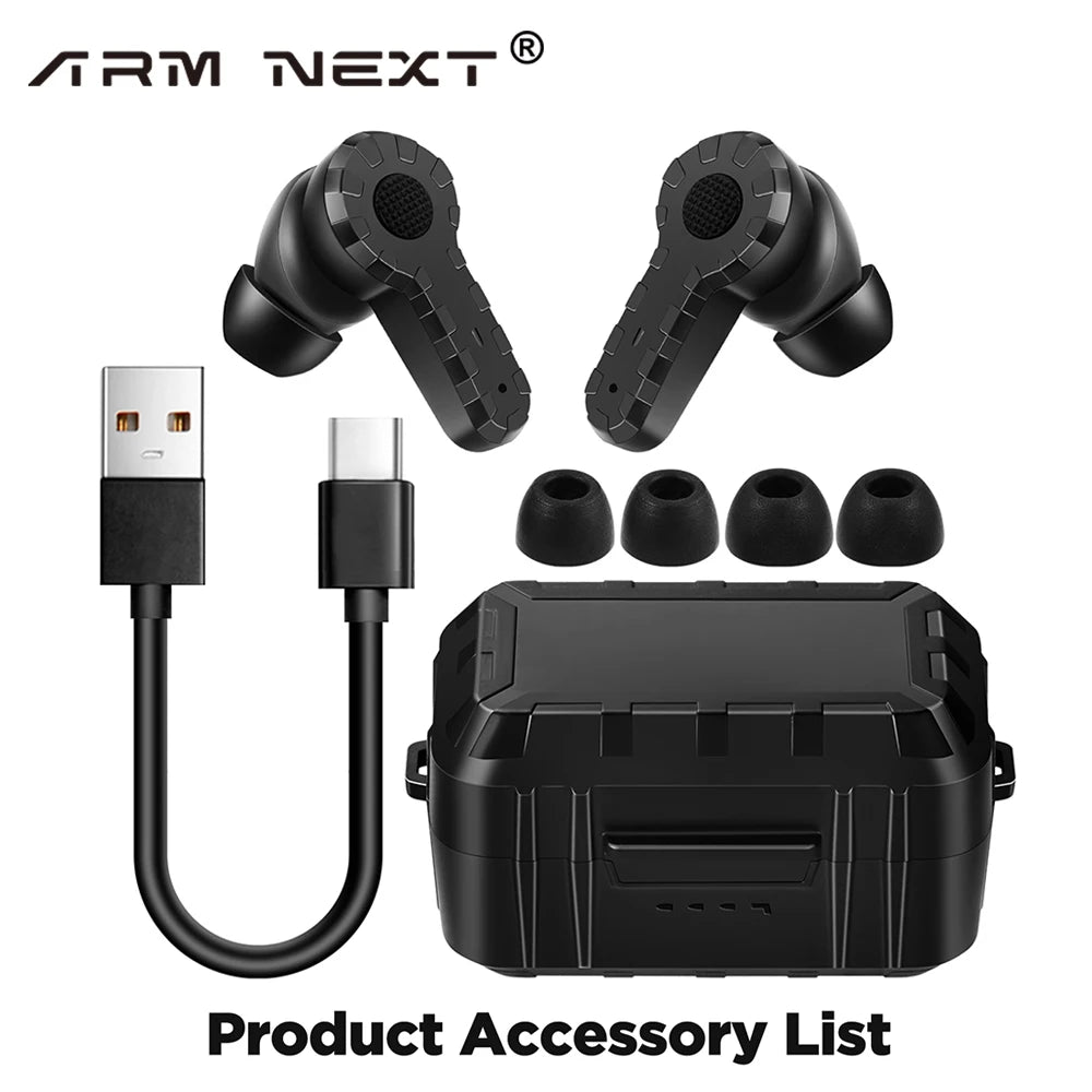 ARM NEXT Tactical Bluetooth Headset Anti Noise Earplugs NRR27dB Noise Cancelling for Shooting Hearing Protection Wireless