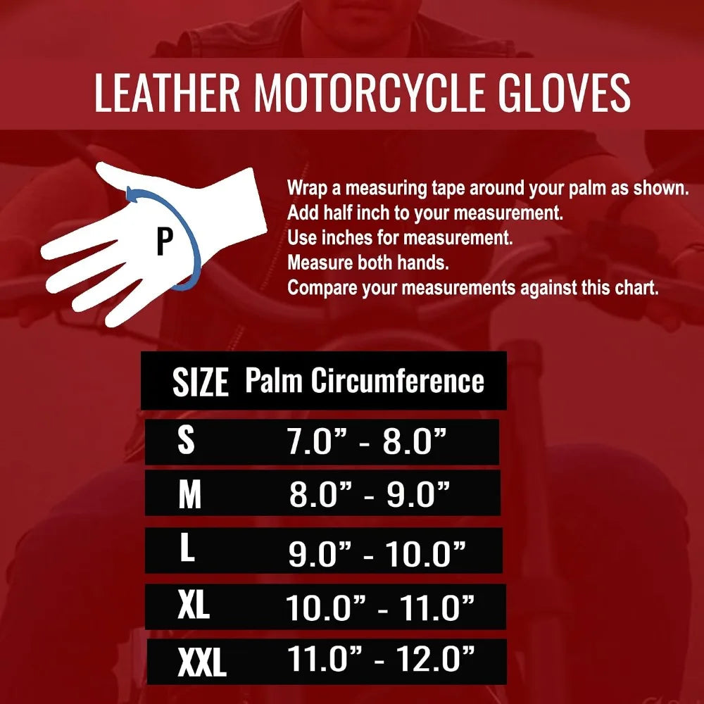 Jackets 4 Bikes Motorcycle Gloves Premium Leather for Men Touch Screen Non-Slip Motorbike Cruiser Street Biker Protector Glove