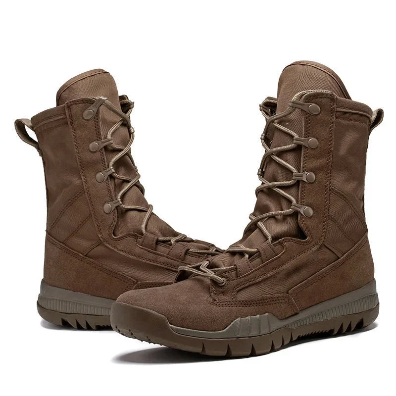 New High-Top Men's Leather Hiking Work Boots Non-Slip Lightweight Combat &Tactical Breathable Desert Boots