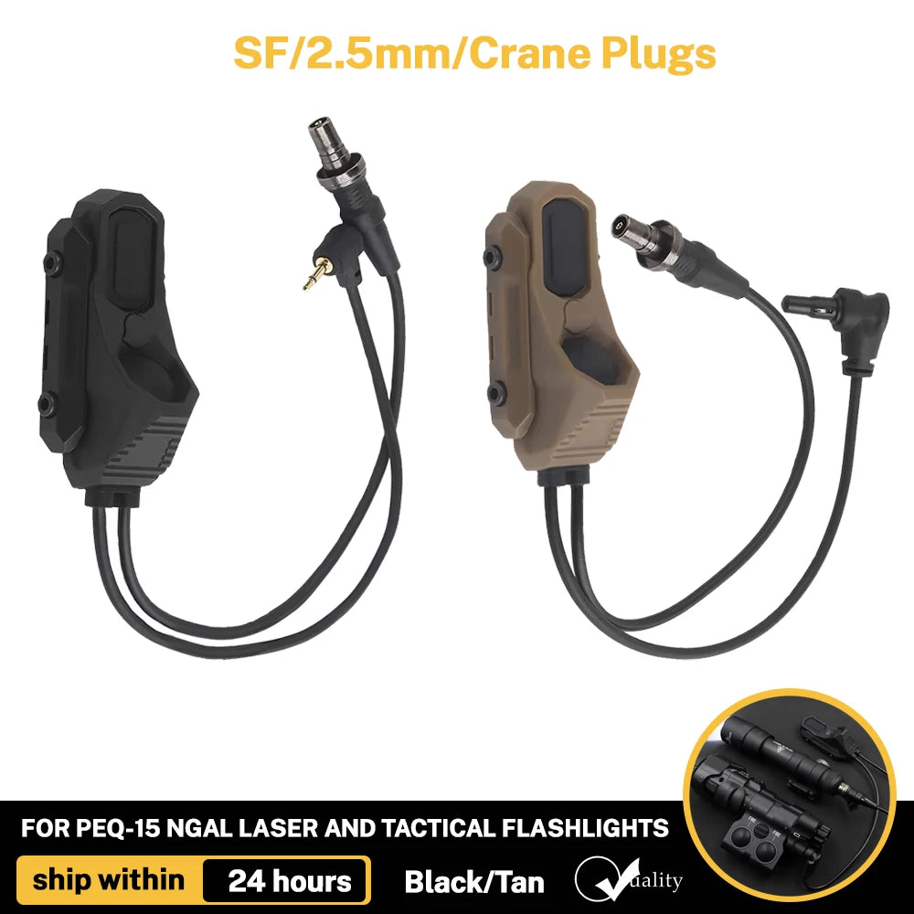 Flashlight Remote Dual Function Switch Button Tactical Airsoft Pressure Switch for PEQ-15 NGAL Laser and Tactical Flashlights