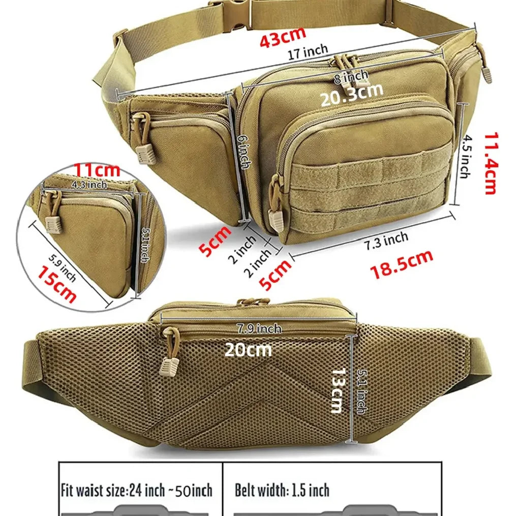 Tactical Waist Pack Outdoor Hiking  Waist Bag Running Sports Functional Bag Cycling Bag Bum Bag Multi-functional Tool Shoulder