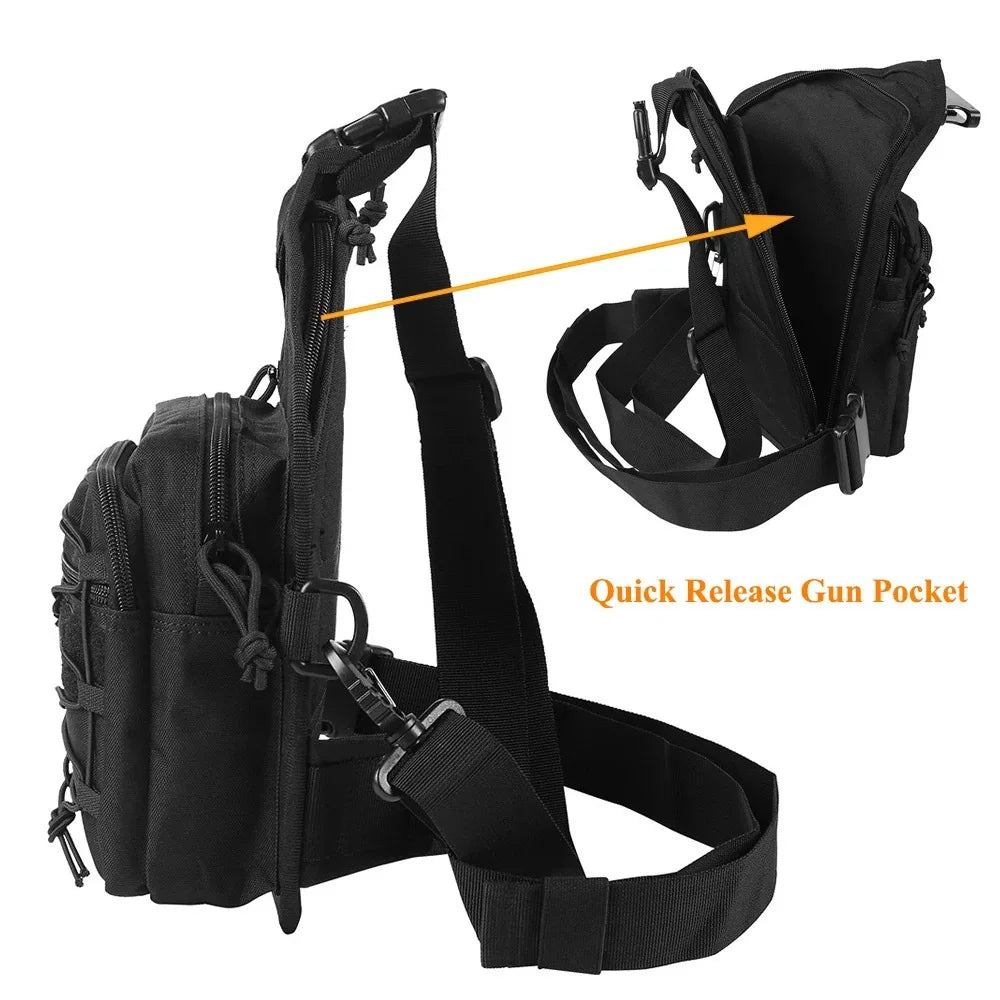 Tactical Gun Bag EDC Shoulder Bag Pistol Holster Bag Concealed Carry Handgun Chest Pack Hunting Sling Backpack Crossbody Pouch