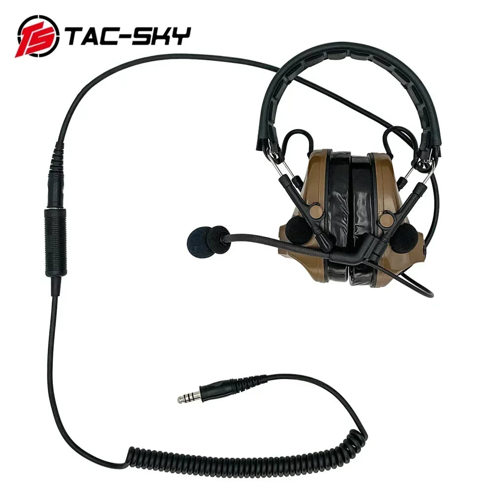 Ts Tac-Sky Military U-174/U Plug Adapter Tactical Headset Extension Cable Standard  For Comta I Ii Iii /Sordin Headset