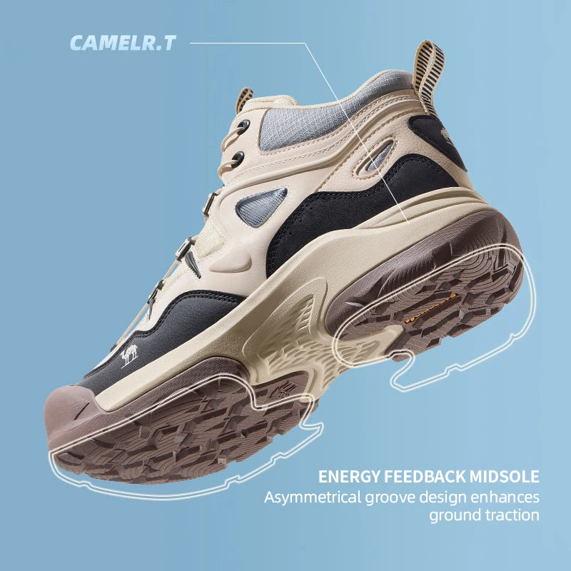 GOLDEN CMAEL Outdoor Hiking Shoes Men Women Height Increased Non-slip High-top Mountaineering Boots for Men Shock-absorbing