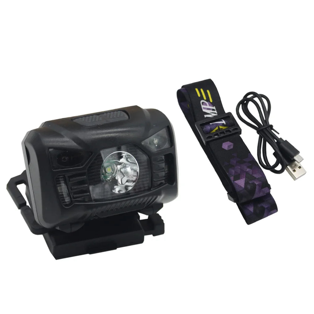 VULPO Tactical FAST MICH Helmet Light Signal Light Sensor Headlamp USB Charging Waterproof Light Hunting Fishing Headlight