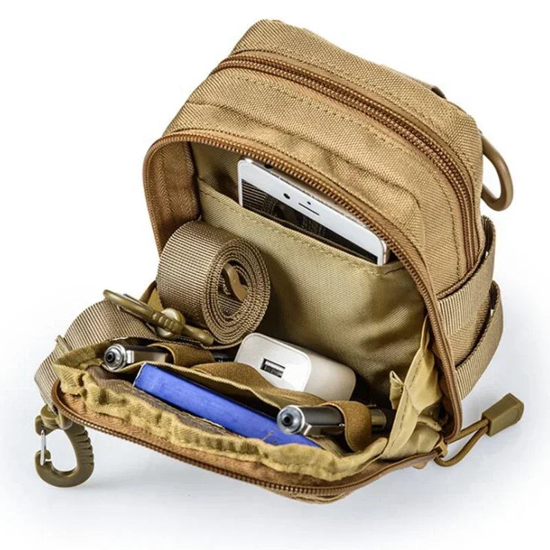 Tactical MOLLE Crossbody Bag Outdoor Waist/Shoulder Pack for Camping & Hiking, Waterproof Phone Holster with EDC Organizert
