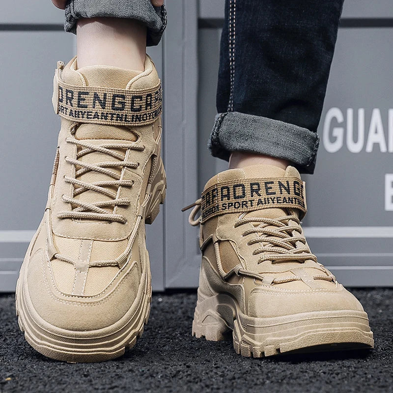 Men's Casual Leather Boots Four Seasons Outdoor Hiking Boots Fashion Retro Work Boots Thick Bottom Ankle Boots Anti-slip 2024