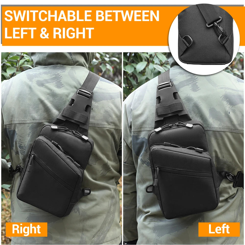 Tactical Pistol Bag Concealed Carry Crossbody Shoulder Holster Bag Quick Opening Gun Bag Sling EDC Pouch Chest Pack for Outdoor