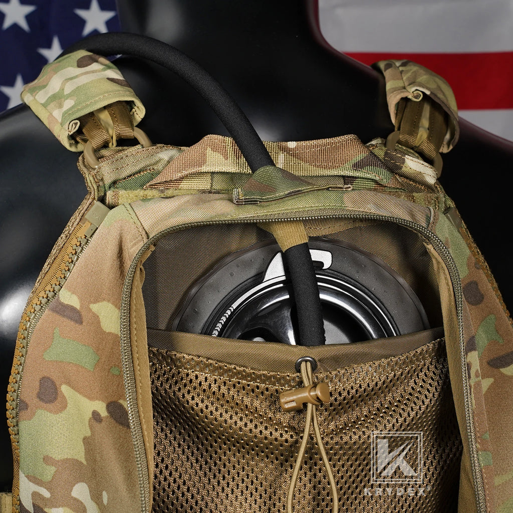 KRYDEX Tactical Zip-on Back Panel MOLLE Helmet Hydration Backpack Bag for Scarab Plate Carrier Vest