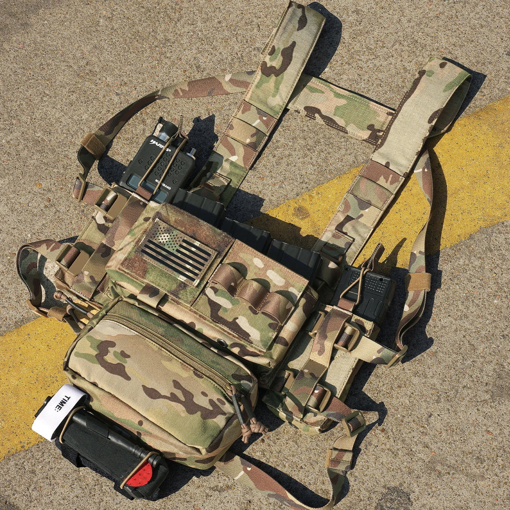 KRYDEX Tactical Micro MK3 MK4 Chest Rig Lightweight Vest with 5.56 7.62mm Mag Pouch Dangler Drop Pouch Paintball Outdoor Vest