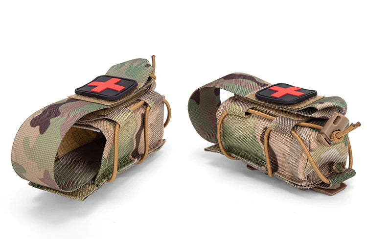 MOLLE Tourniquet Holder IFAK TQ Holder Tactical Medical Pouch Holster First Aid Kit Cross Patch/Bungee Cord