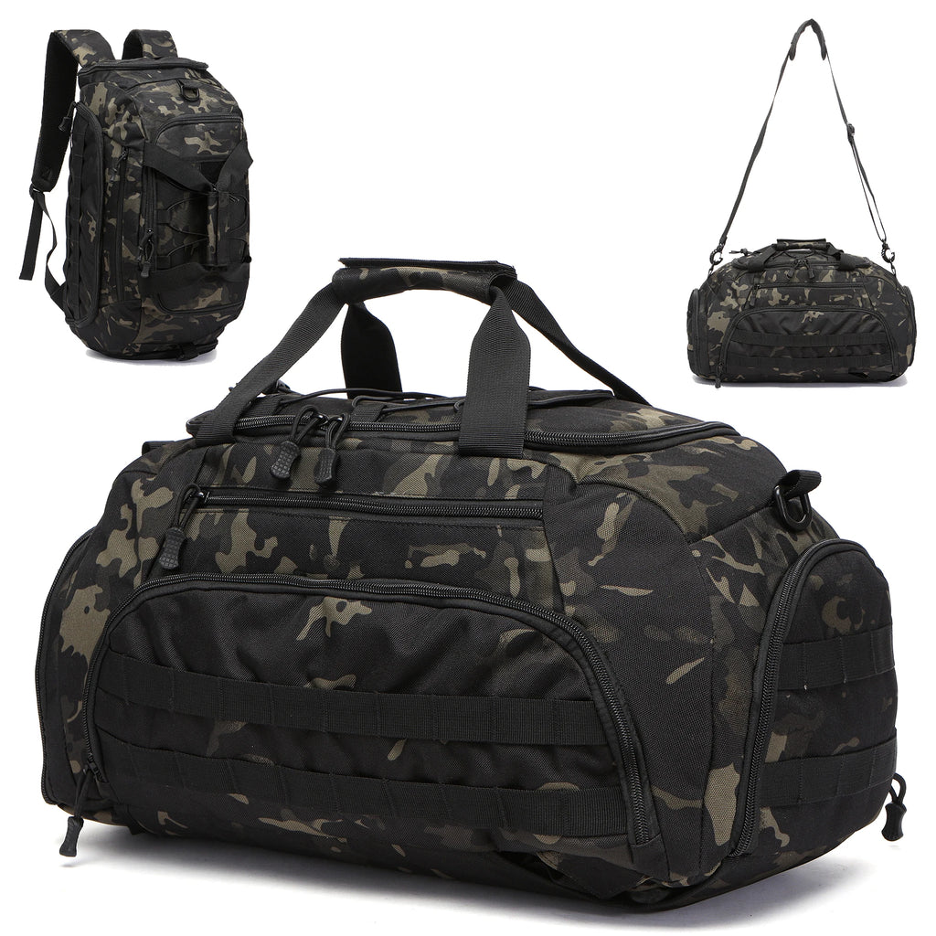 Tactical Gym Backpack with Shoe Compartment Convertible 3-in-1 Duffel Sling Bag for Men Women Weekender Overnight Travel Bag
