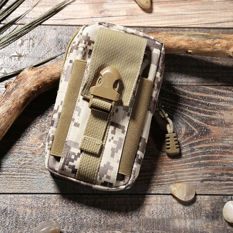Vertical Canvas Tactical Mobile Waistpack Multifunctional Tactical Camo Sports Bag Tactical Camo Belt Pouch Outdoor Running Bag