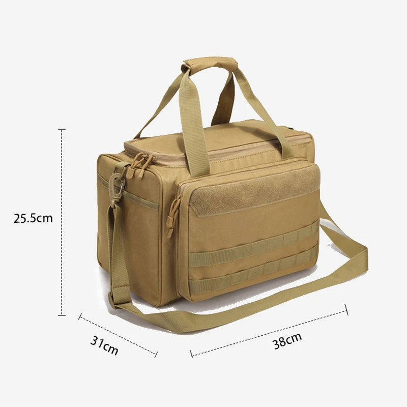 Tactical Gun Range Storage Bag Molle System Outdoor Hunting Accessory Nylon Tactical Case Bags Tool Shoulder Pack Black