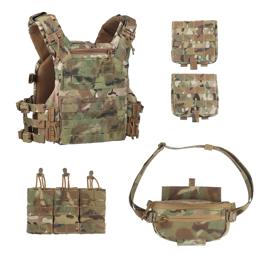 Poseidon Defense Top Grade DP Plate Carrier 3.0 Quick-Release Molle Vest Adjustable Sizing (S/M/L/XL) With 2Pcs Side Pocket