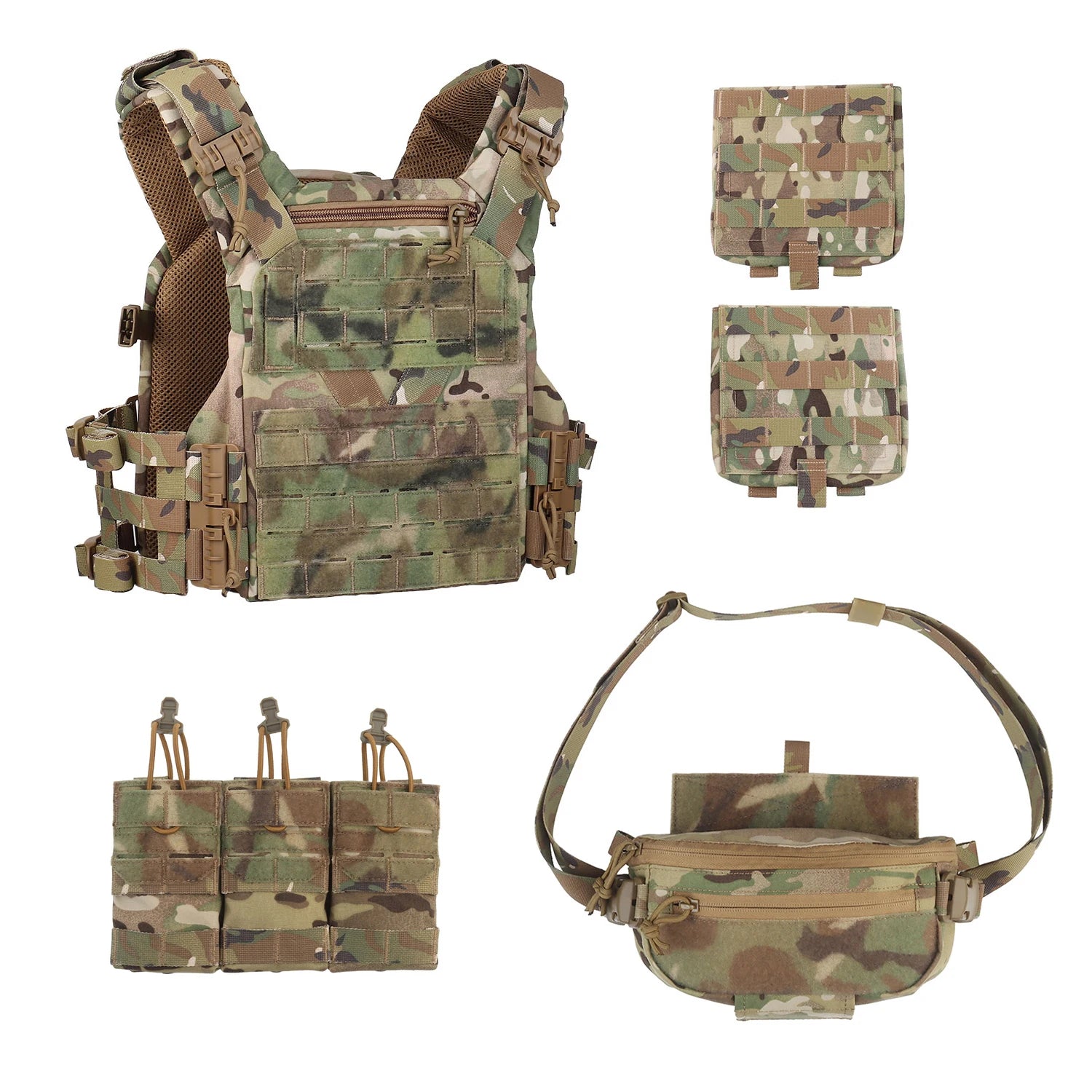 Poseidon Defense Top Grade DP Plate Carrier 3.0 Quick-Release Molle Vest Adjustable Sizing (S/M/L/XL) With 2Pcs Side Pocket