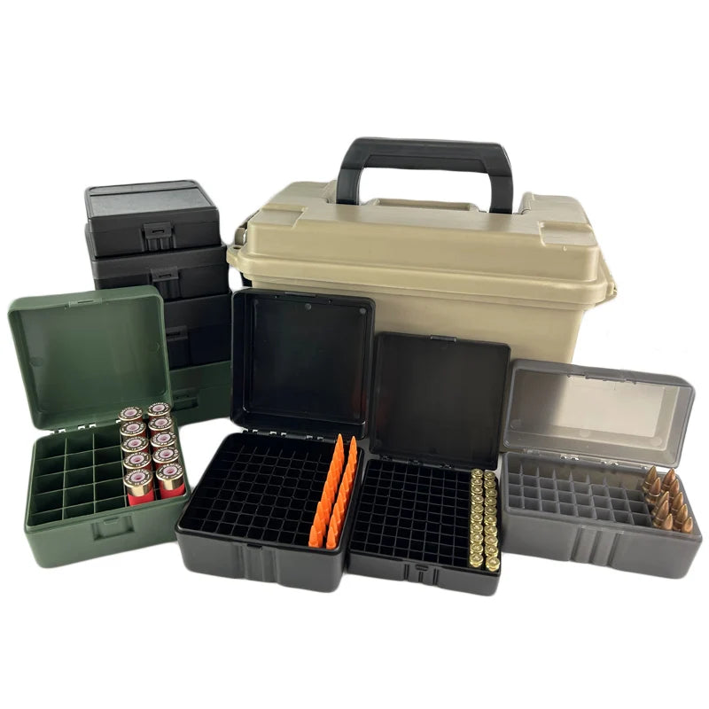 Tactical Ammo Box Combo Bulk Large Capacity Ammo Storage Box for 9mm/.223/5.56/12/20GA/.38 Super /7.62×39mm Hunting Accessories