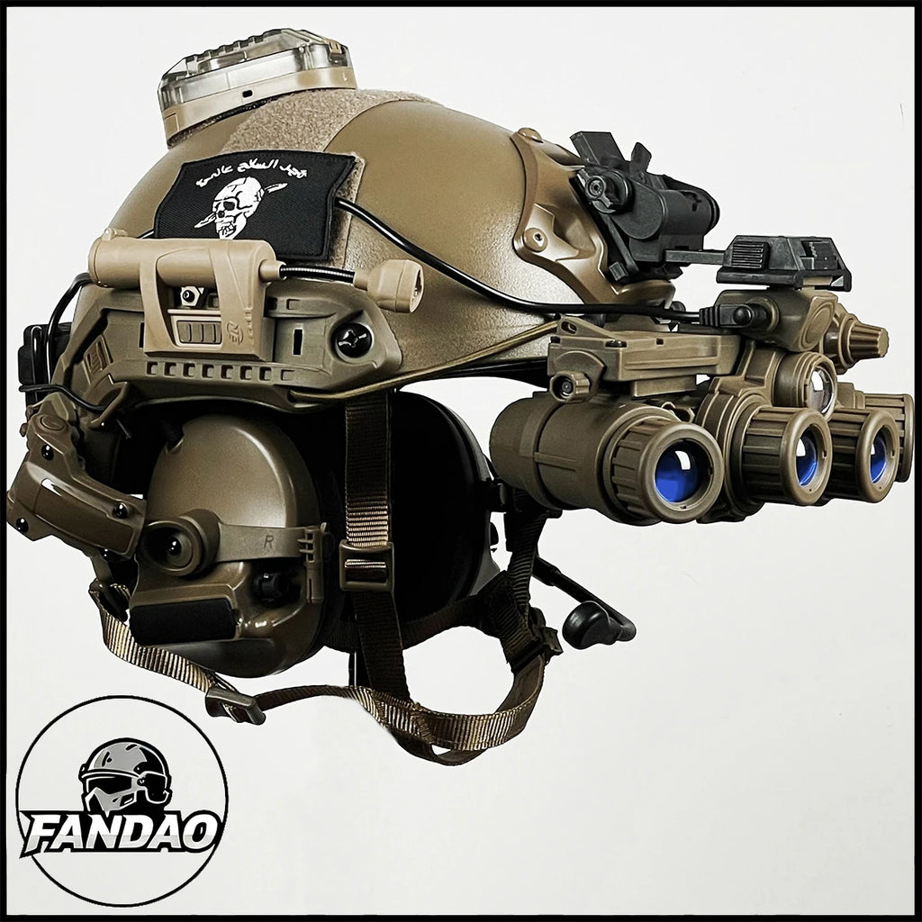 Fast Tactical Helmet Set with Night Vision Goggles Model Headset Signal Light Outdoor Hunting Airsoft Shooting Protective Gear