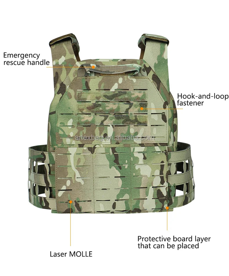 Artex Multifunctional Tactical Vest, Lightweight Laser Cut MOLLE Waterproof Wear-resistant Outdoor Wargame Training Vest
