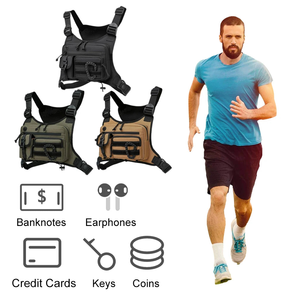 Outdoor Cycling Chest Bag Large Capacity Trendy Functional Backpack Multi Pocket Multifunctional Vest Chest Bag Work Backpack