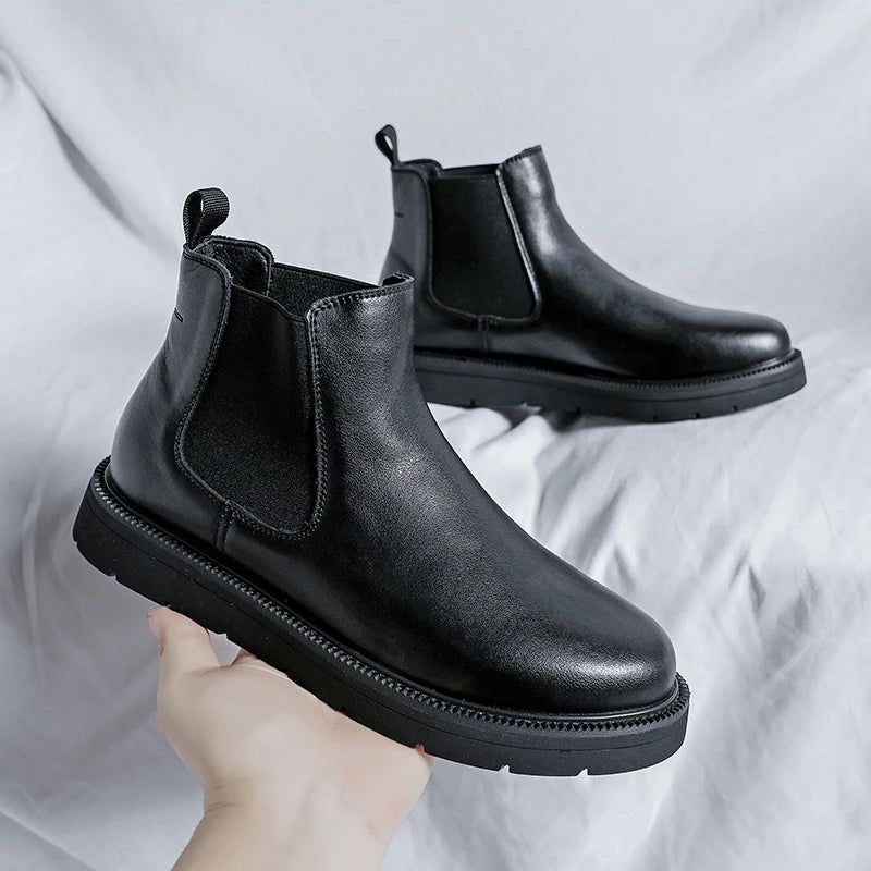 Leisure Walk Men's Chelsea Boots Elegantes Mens Slip on Boots Fashion All-match Ankle Boots Business Dress Shoes Formal Footwear
