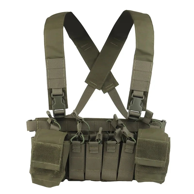 Tactical Chest Rig MOLLE Plate Carrier Vest Quadruple Storage Pouches For 9mm 5.56 Magazines Outdoor Hunting Shooting Equipment