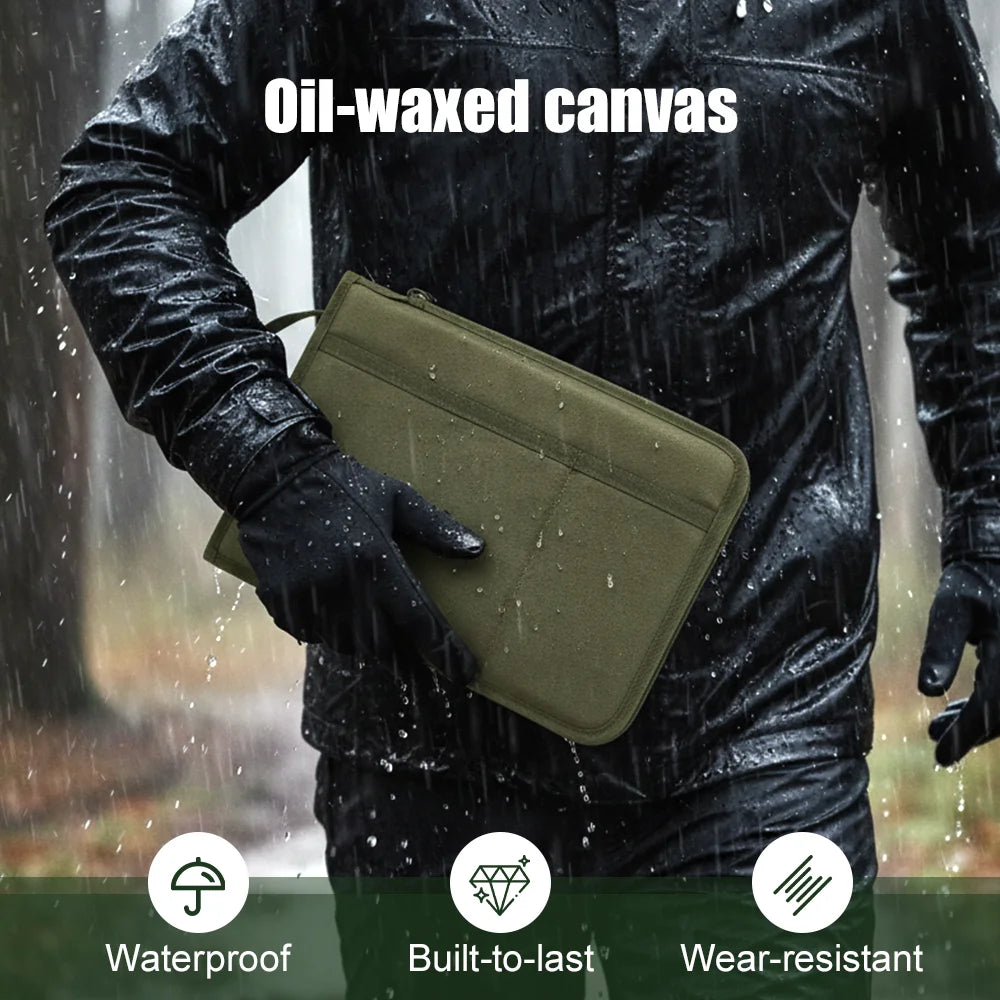 Tactical Notebook Cover A5 Notebook Case Multi-Pocket EDC Organizer Journal Pouch Zippered Sketchbook Hunting Field Notes Cover
