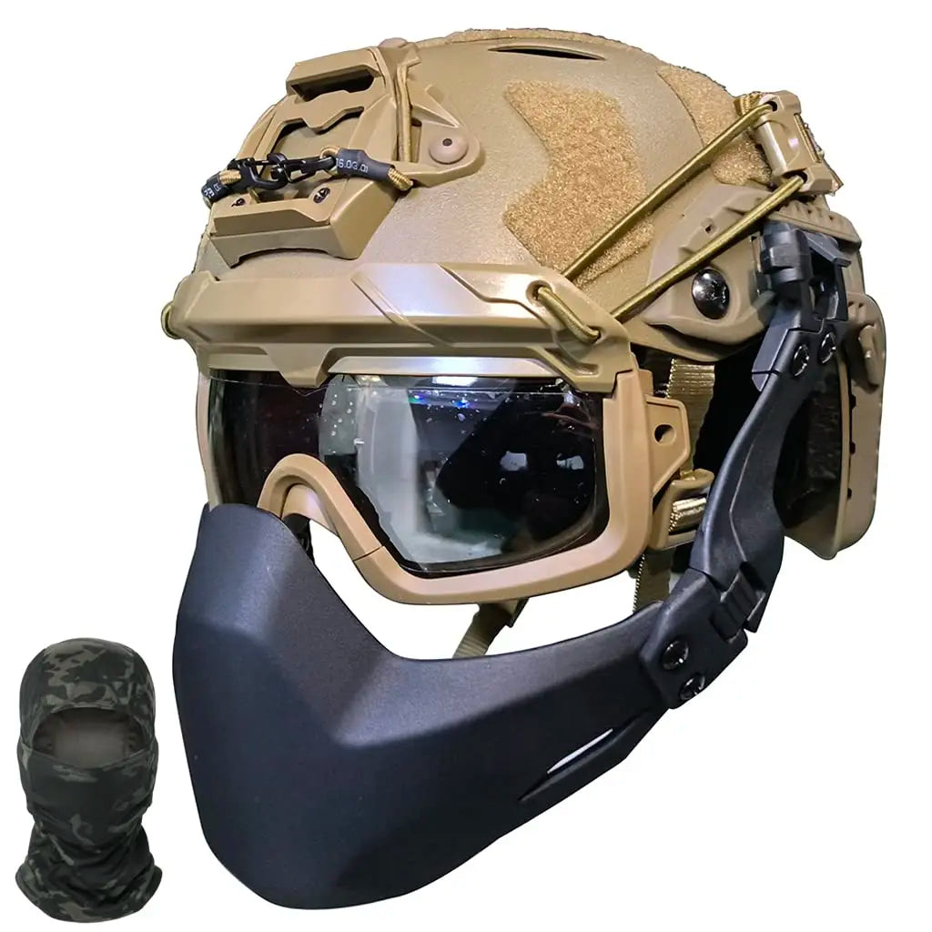 Tactical Helmet Set Fast Protection Helmet with Airsoft Mask Headset Paintball Goggles NVG Model for Outdoor Hunting CS Game