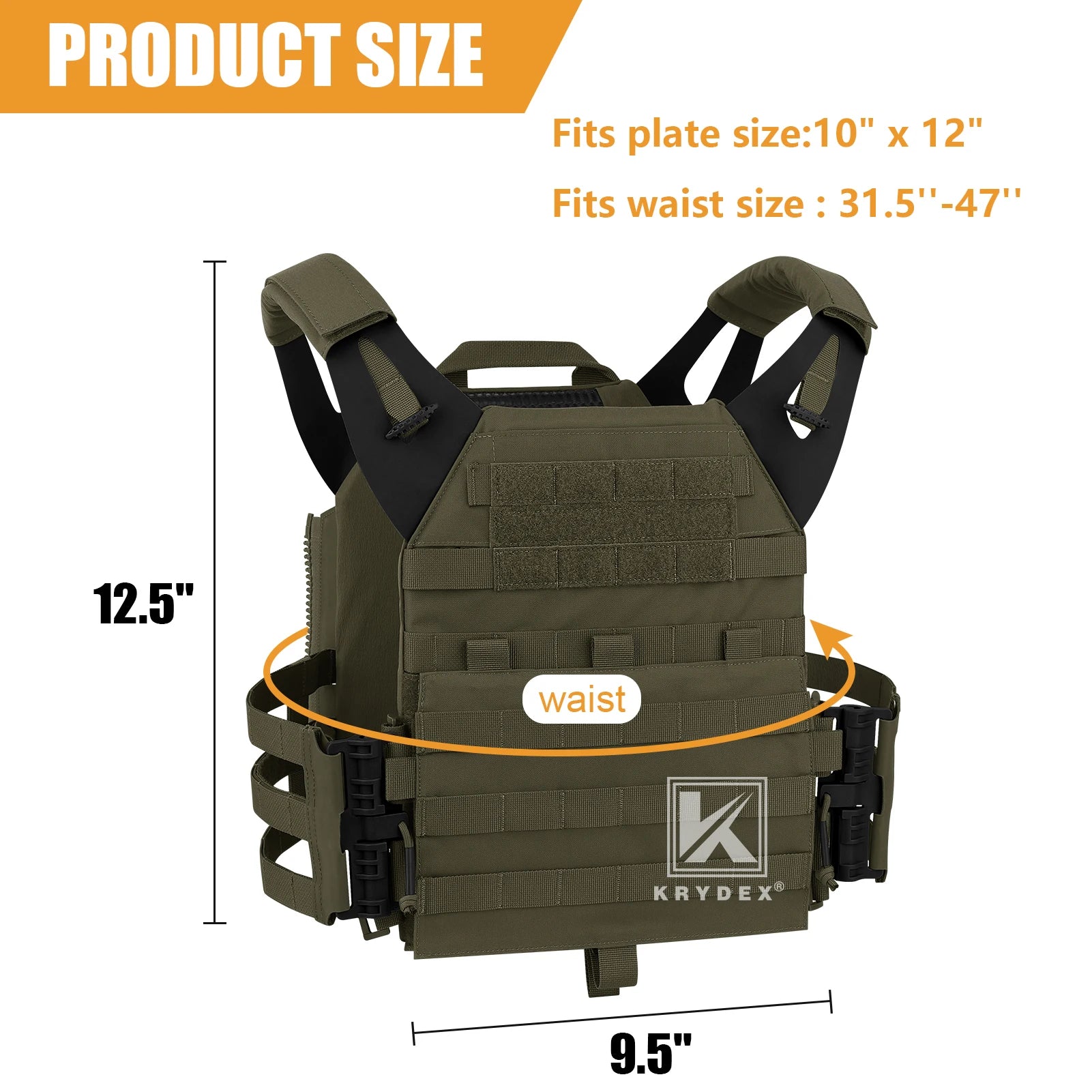 KRYDEX 500D Tactical JPC 2.0 Plate Carrier Quick Release Tube Cummerbund Assaulter Armor MOLLE Outdoor Paintball Vest