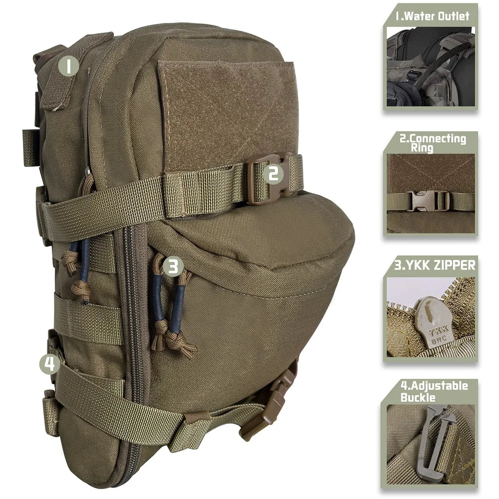 500D Nylon tactical Vest Pouch Mini Hydration bag Hydration Backpack Assault Molle Pouch  Sport Water BagD