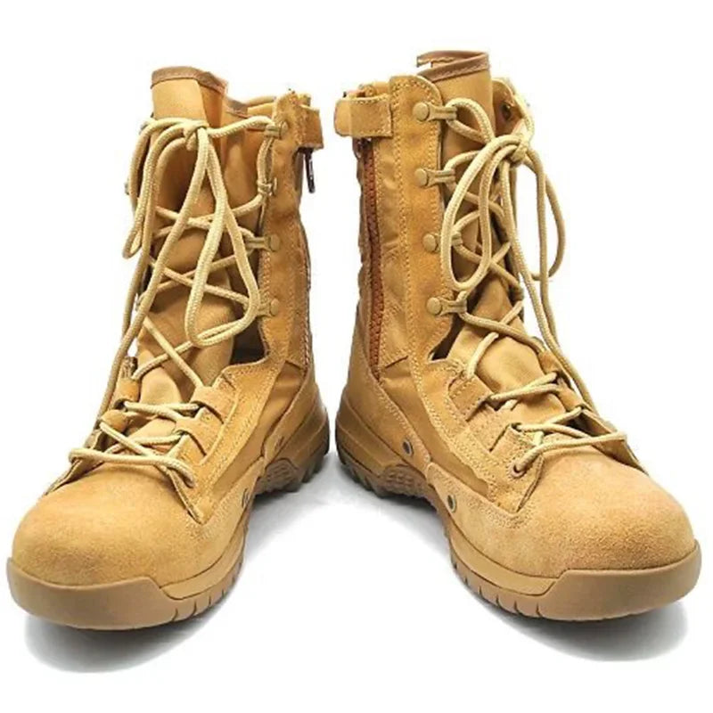 New High-Top Men's Leather Hiking Work Boots Non-Slip Lightweight Combat &Tactical Breathable Desert Boots