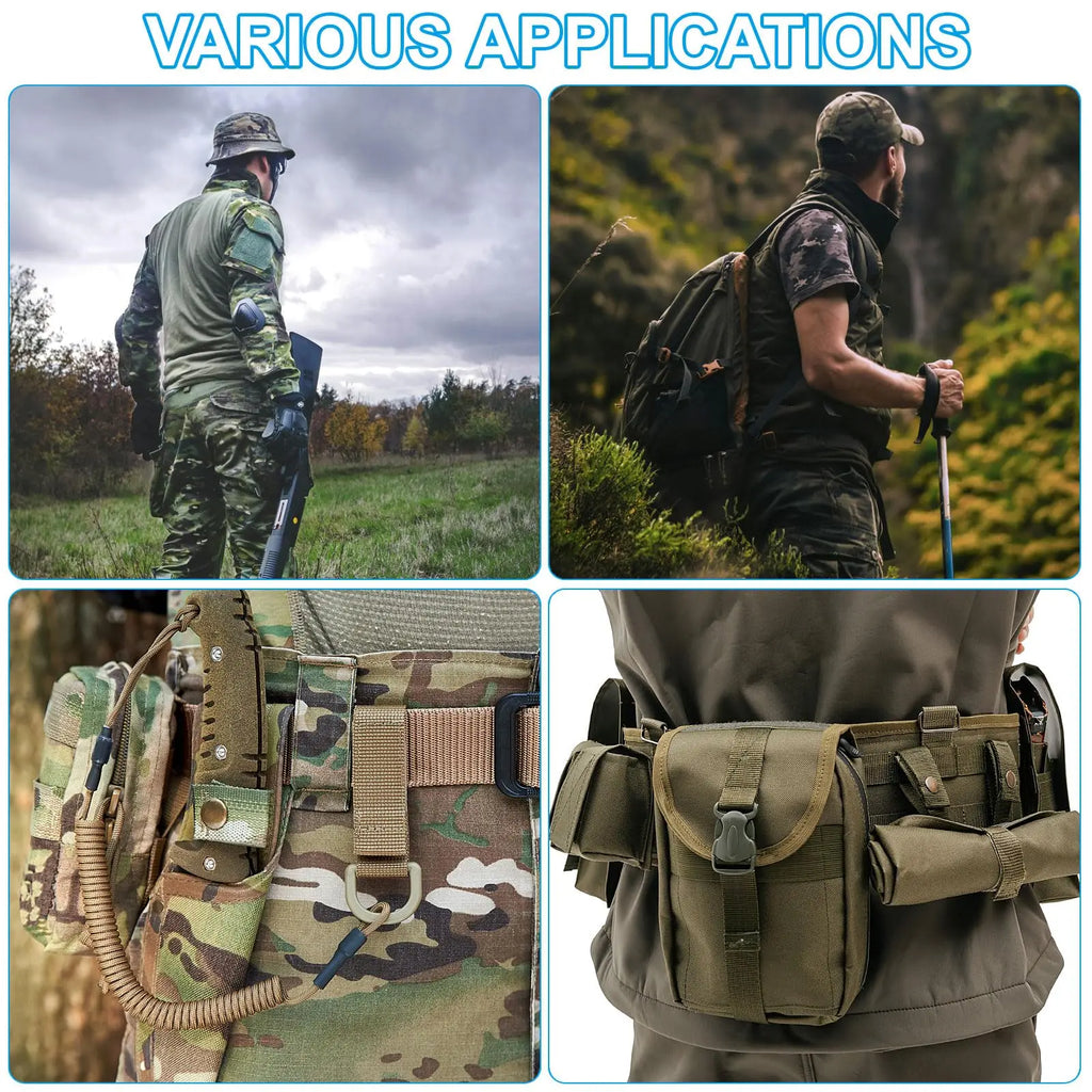 Tactical Dump Pouch Waist Folding Dump Bag Roll-Up Drawstring Utility Tool Storage Pack Hunting Accessories Molle Tool Bag