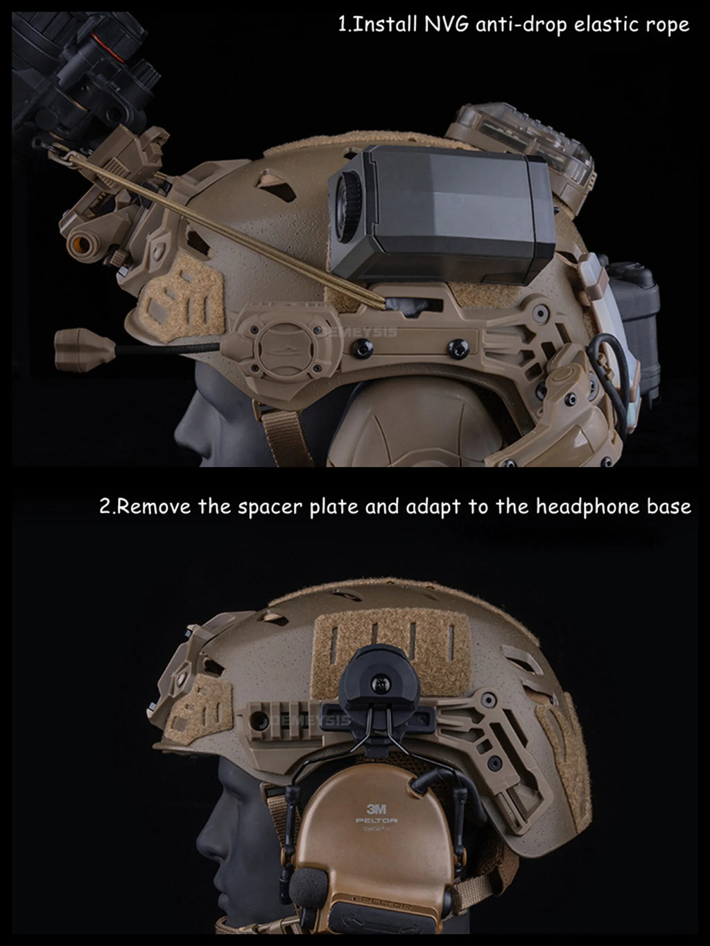 Tactical Helmet Side Rail Adapter for 3.0 Style Rails Airsoft Shooting Hunting Mount Accessory