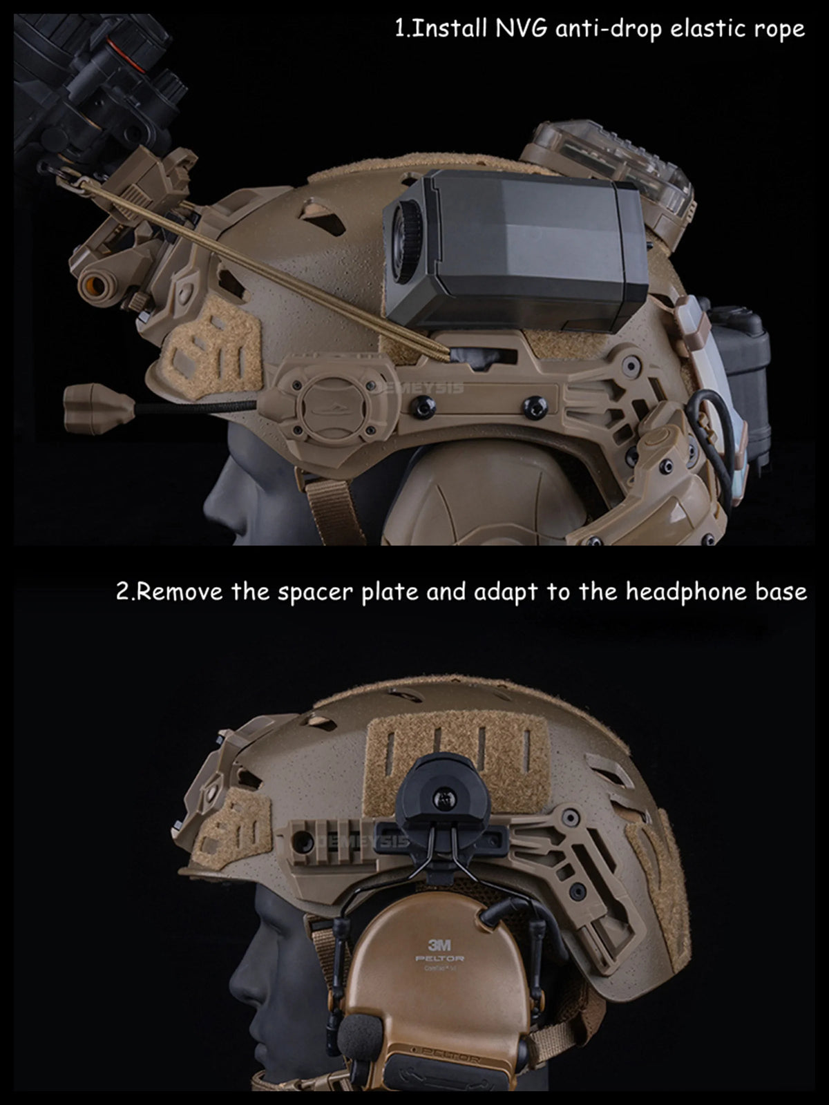 Tactical Helmet Side Rail Adapter for 3.0 Style Rails Airsoft Shooting Hunting Mount Accessory