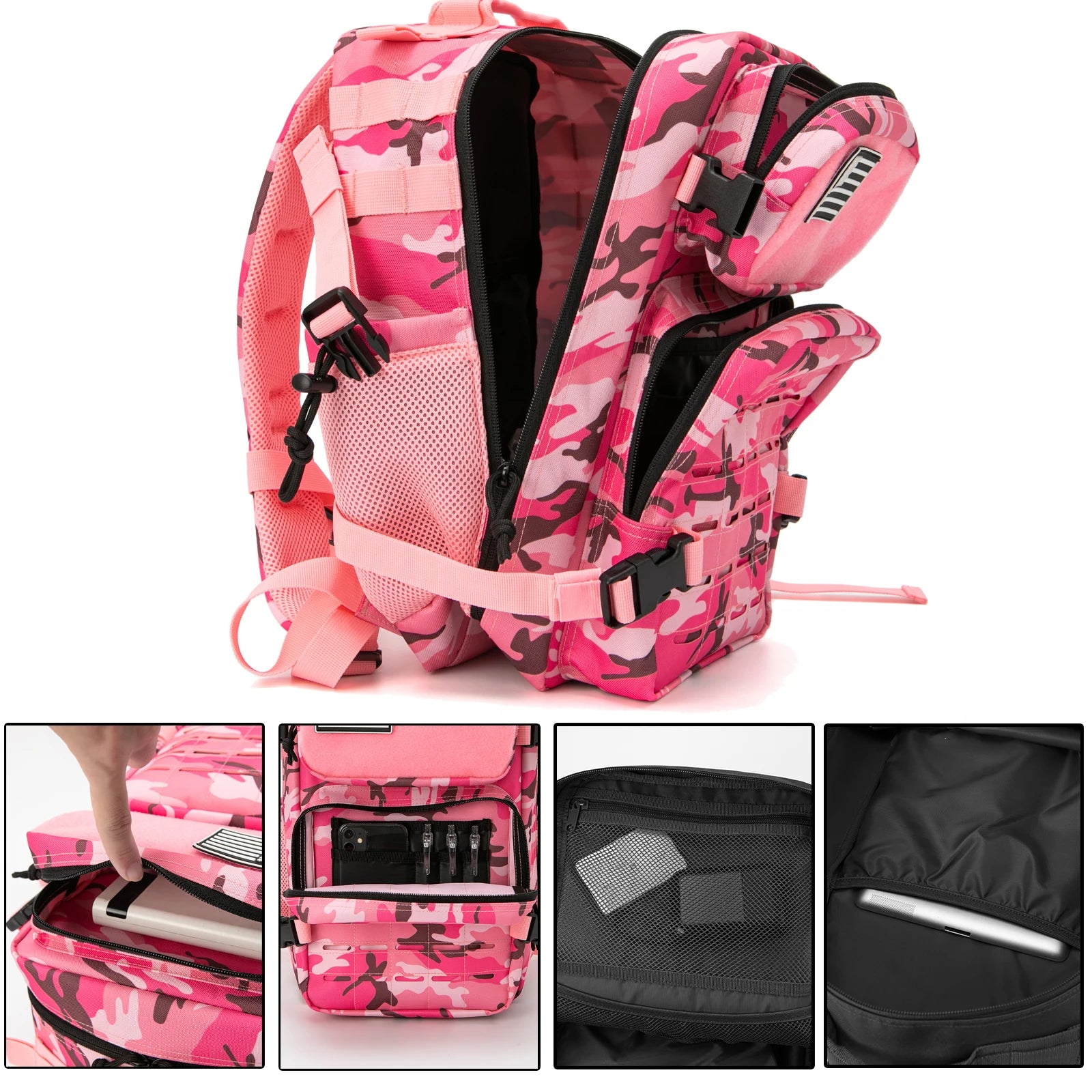 25L/45L Tactical Backpack for Women/men Outdoor Hiking Laser Cut Molle Daypack School Bag Gym Rucksack with Dual Cup Holder