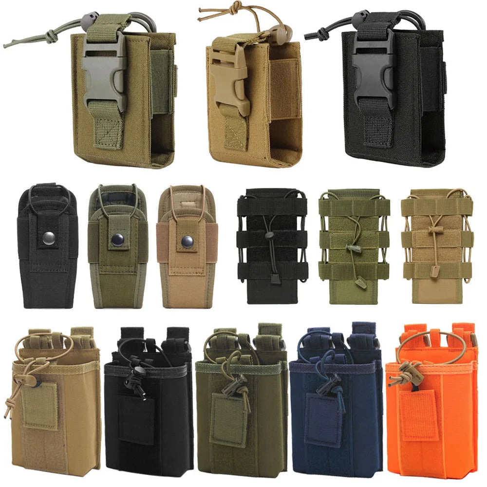 Tactical Molle Radio Walkie Talkie Pouch Outdoor Portable Radio Interphone Holster Carry Bag Adjustable Universal Radio Holder