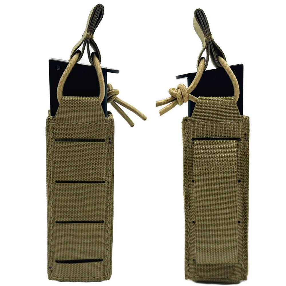 Tactical Pistol Magazine Pouch 9mm Extended Single Mag Pouch Molle Tool Flashlight Torch Holder Hunting Airsoft Accessories