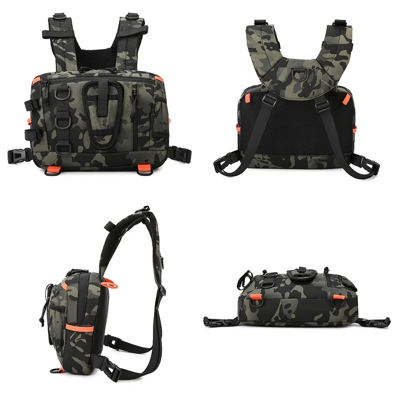 Tactical Camping Backpack Front Chest Vest Bag Outdoor Fishing Lure Tackle Cycling Rig Fanny Pack Hiking Travel Men Climbing Bag