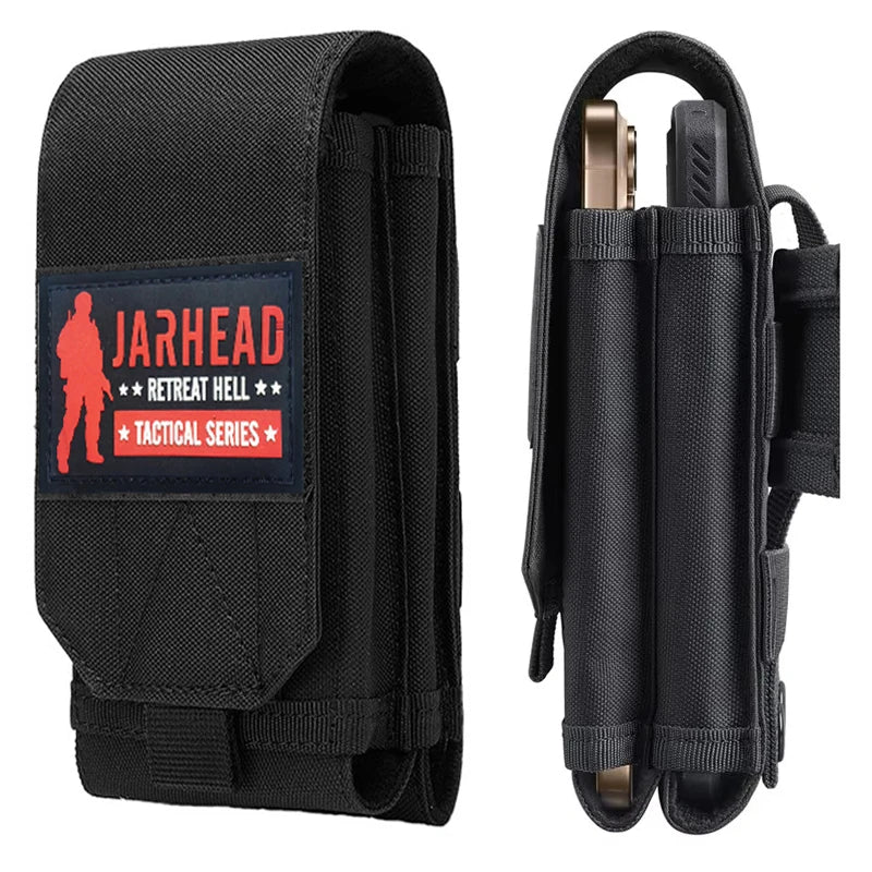 Molle Double-layer Cell Phone Pouch Tactical EDC Pouch Power Bank Bag Waist Accessories Pack Outdoor Hiking Mobile Phone Bag