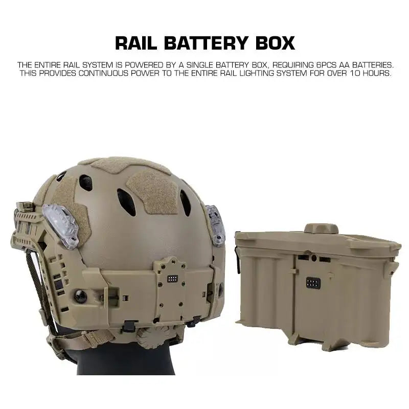 Tactical Modular ARC Fast Helmet Set With Rail Battery Box IR/RED Light LED Flashlight Signal Light Hunting Airsoft Train Gear