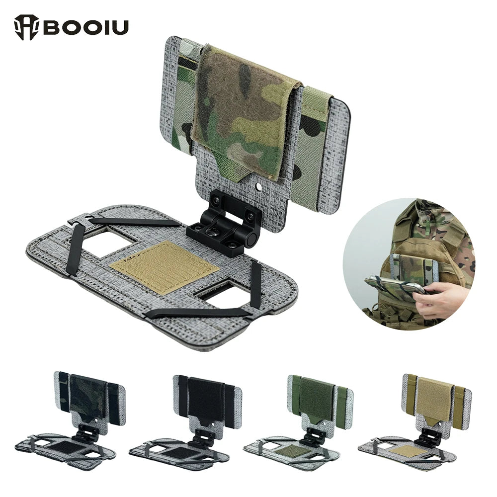 BOOIU Carbon Fiber MOLLE Foldable Navigation Board Tactical Vest Chest Phone Holder Mount Airsoft Hunting Outdoor Gear