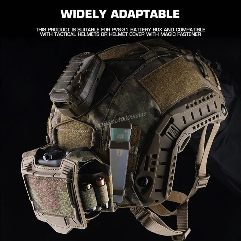 Tactical Helmet Bridge Battery Pack Storage Sub-Pouch NVG PVS31 Battery Pouch PTT Cable Box MOLLE Fast Helmet Counterweight Bag