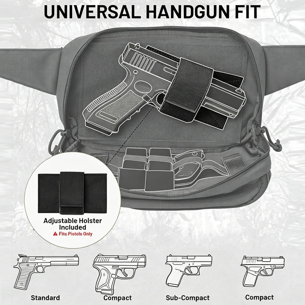 Tactical Pistol Gun Bag Concealed Carry Gun Fanny Pack Pistol Holster Bag Quick Release Handgun Pouch  EDC Shoulder Sling Bag