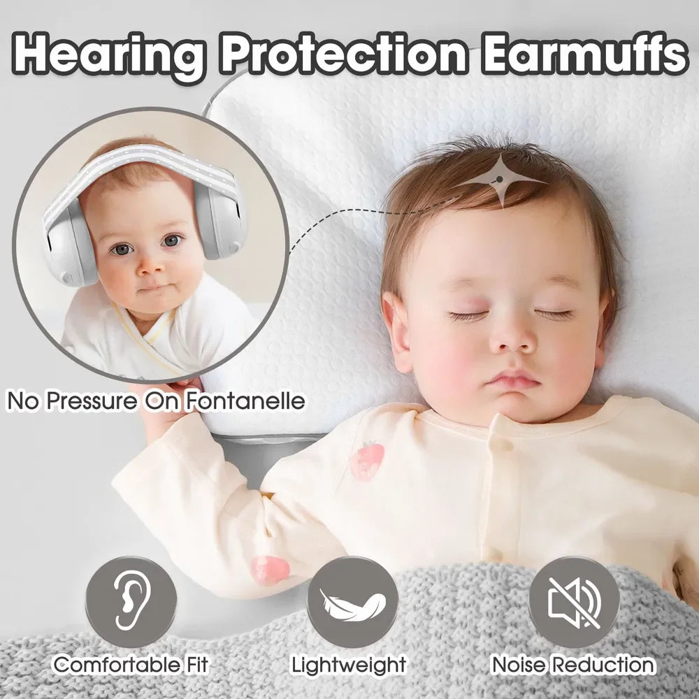 Newborn Baby Headphones Noise Reduction SNR 23dB, Lightweight Adjustable Ear Protection for Airplane Travel Sleeping, 0-36 Month