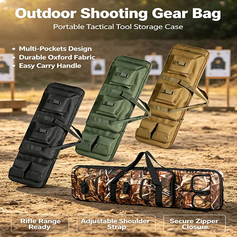 Multi-Pocket Tactical Gun Bag, Wear Resistant Oxford Fabric Portable Storage Case for Outdoor Shooting Hunting Gear