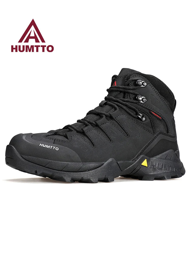 HUMTTO Cowhide Hiking shoes Men's waterproof hunting Boots Tactical Desert Combat Ankle trekking Boots Male Women warm Sneakers