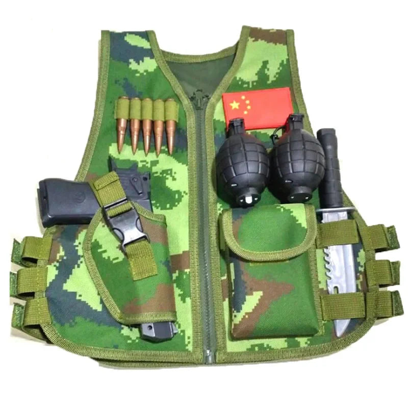 Children Camouflage Vest Tactical Army Military Sniper Waistcoat Hunting Uniform Jungle Combat Clothing CS Game Vest for kids